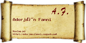 Adorján Fanni névjegykártya